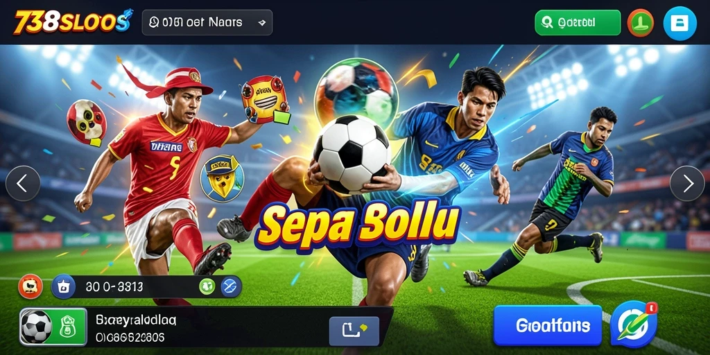Tampilan gameplay seru di 738SLOTS dengan tema sepak bola.