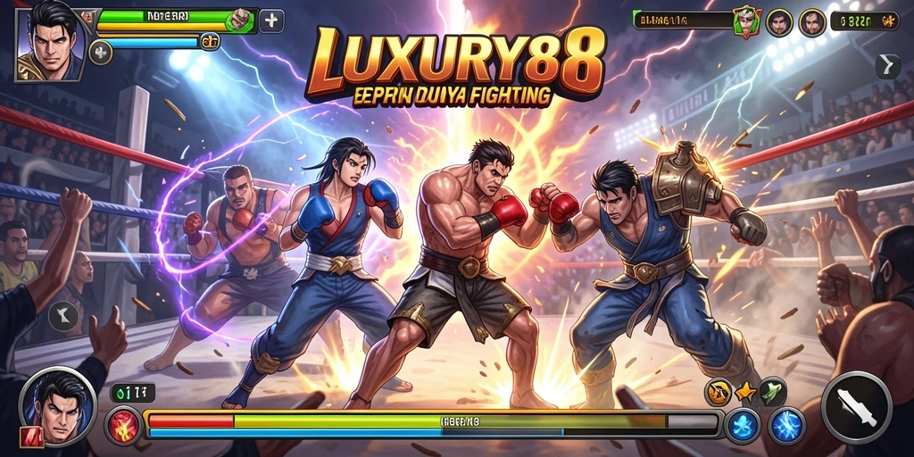 Tangkapan layar menunjukkan aksi seru dalam pertarungan di LUXURY88.