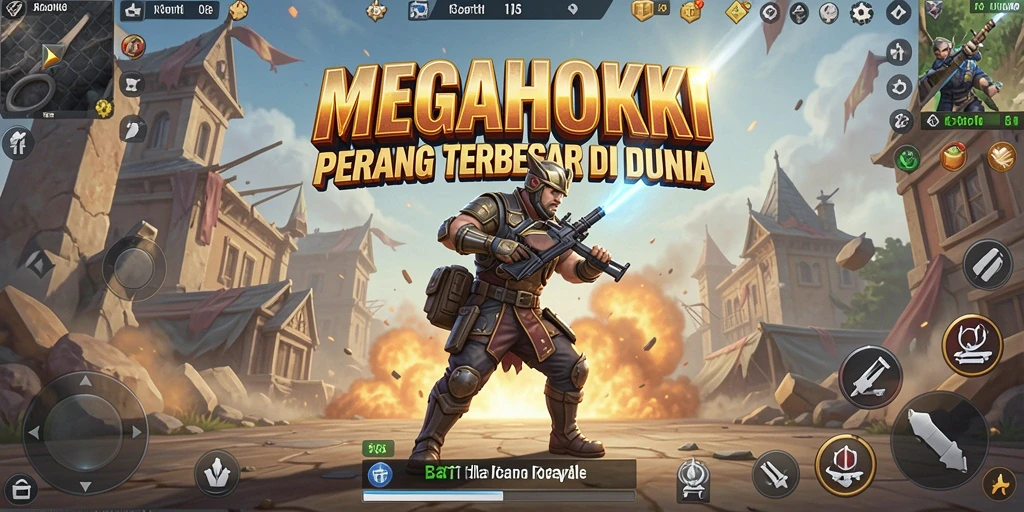 Tangkapan layar gameplay intens MEGAHOKI selama pertempuran.