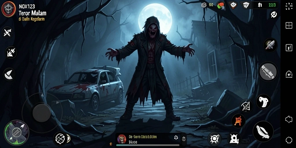 Tampilan menegangkan gameplay NOX123 dengan suasana gelap dan misterius.
