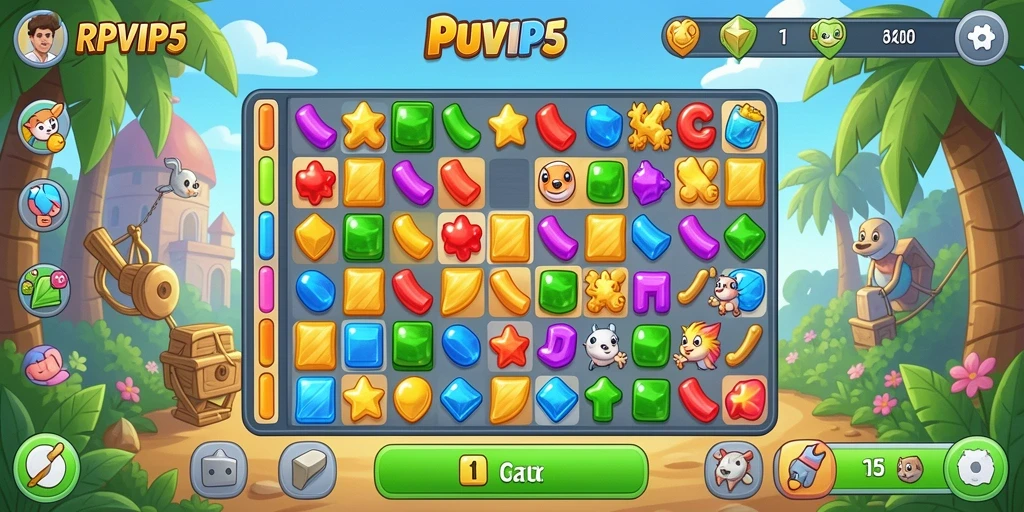Tampilan gameplay RPVIP5 dengan aksi Match-3 yang seru.
