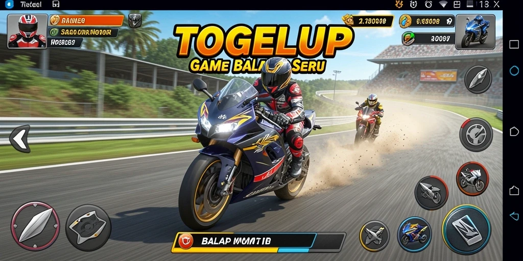 Gameplay seru TOGELUP dengan balapan motor yang menegangkan.